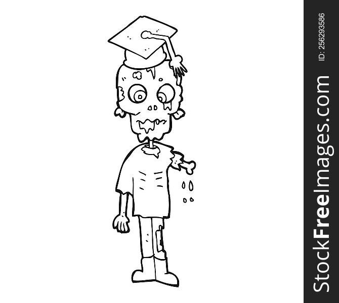 black and white cartoon zombie student