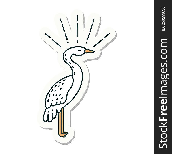 Sticker Of Tattoo Style Standing Stork