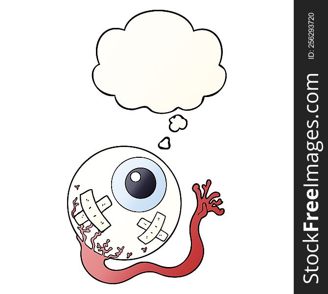 Cartoon Injured Eyeball And Thought Bubble In Smooth Gradient Style