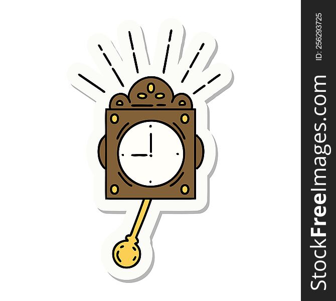 Sticker Of Tattoo Style Ticking Clock