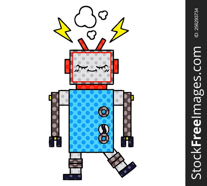 Comic Book Style Cartoon Dancing Robot