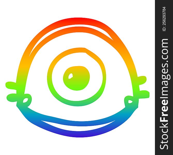 rainbow gradient line drawing of a cartoon blue eye