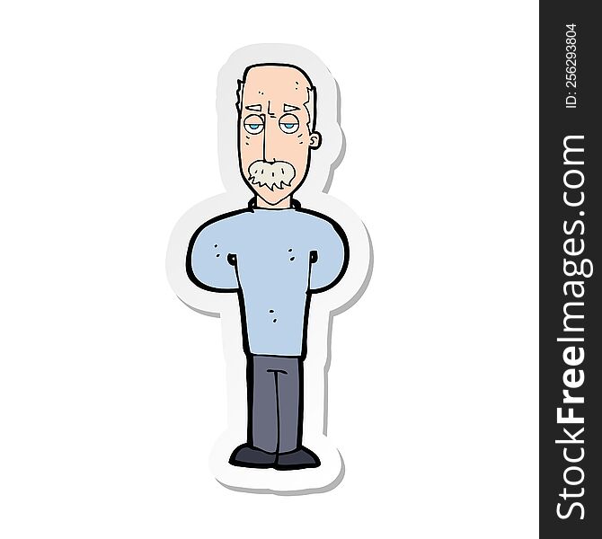 sticker of a cartoon annoyed balding man