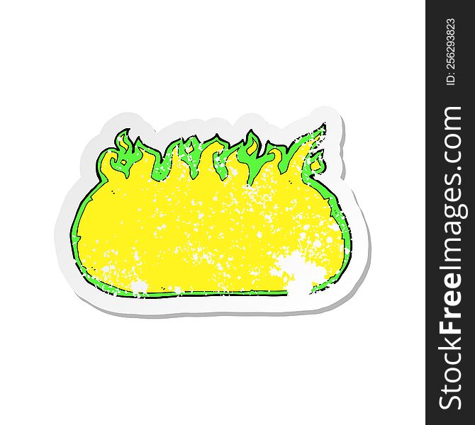 retro distressed sticker of a cartoon green fire border