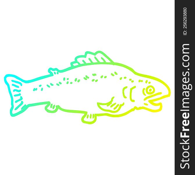 Cold Gradient Line Drawing Cartoon Large Fish