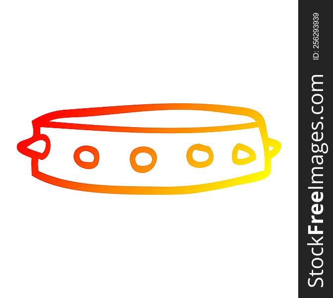 warm gradient line drawing of a cartoon spiked dog collar