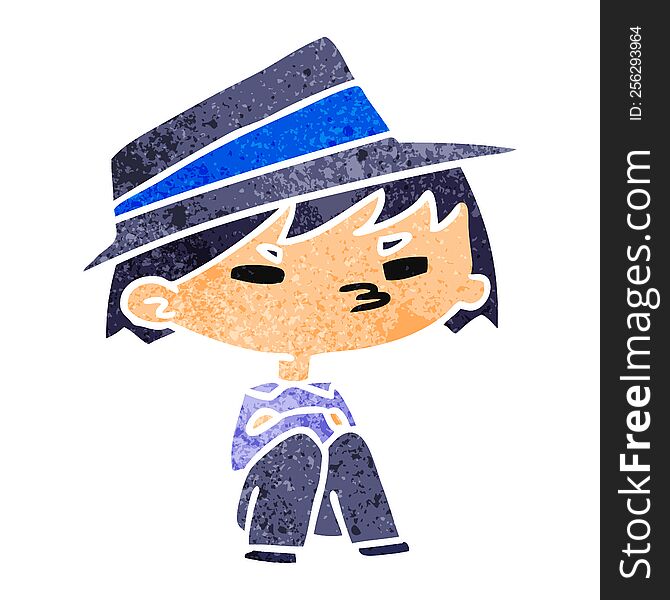 Retro Cartoon Of A Kawaii Cute Boy