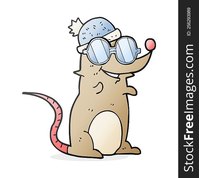 Cartoon Mouse Wearing Glasses And Hat