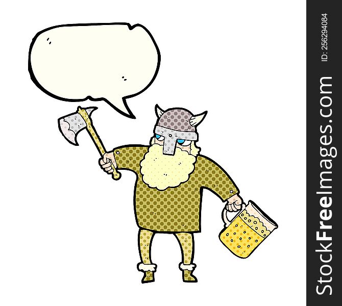 freehand drawn comic book speech bubble cartoon drunk viking