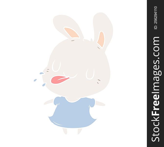 Cute Flat Color Style Cartoon Rabbit Blowing Raspberry