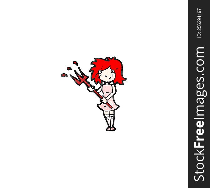 cartoon woman with pitchfork