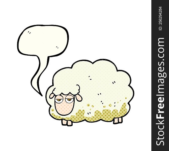 Comic Book Speech Bubble Cartoon Muddy Winter Sheep