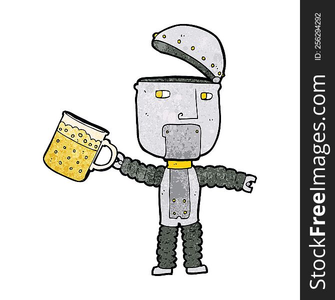 cartoon robot drinking beer