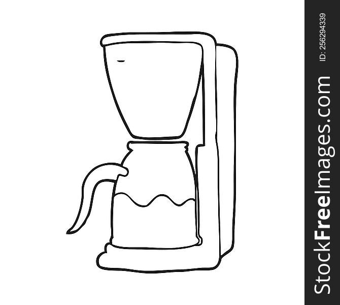 black and white cartoon coffee maker