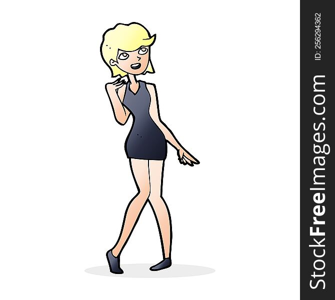 Cartoon Woman In Cocktail Dress