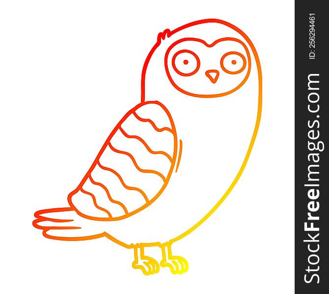 Warm Gradient Line Drawing Cartoon Owl