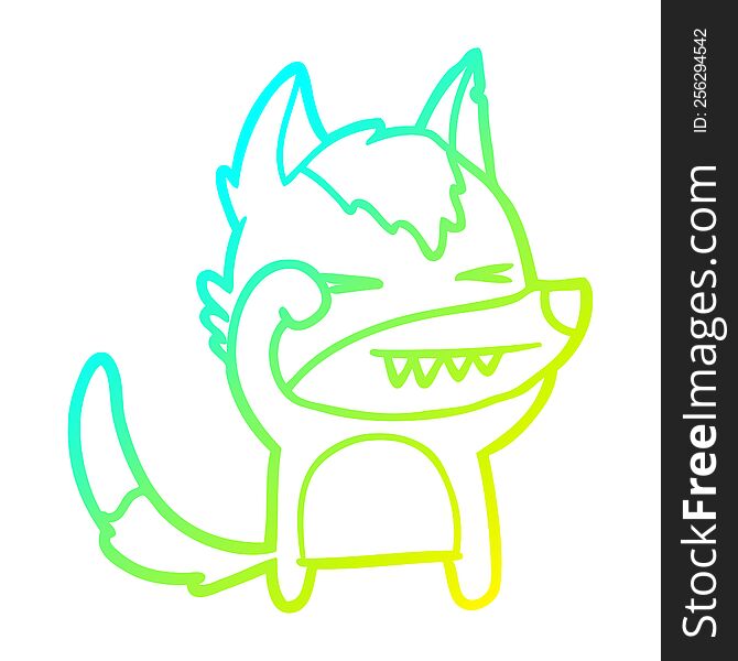 Cold Gradient Line Drawing Tired Wolf Cartoon