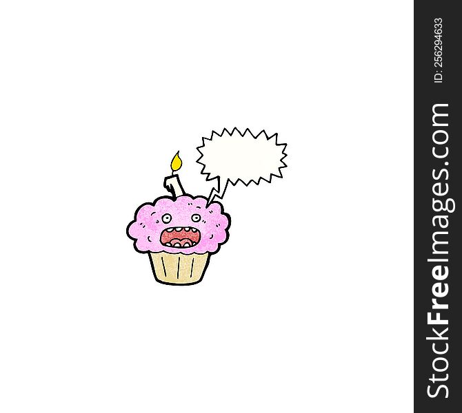 cartoon cupcake with speech bubble