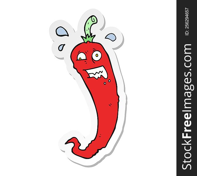sticker of a hot chilli pepper cartoon