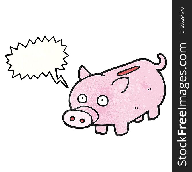 Speech Bubble Textured Cartoon Piggy Bank