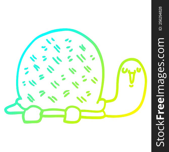 cold gradient line drawing of a cute cartoon turtle