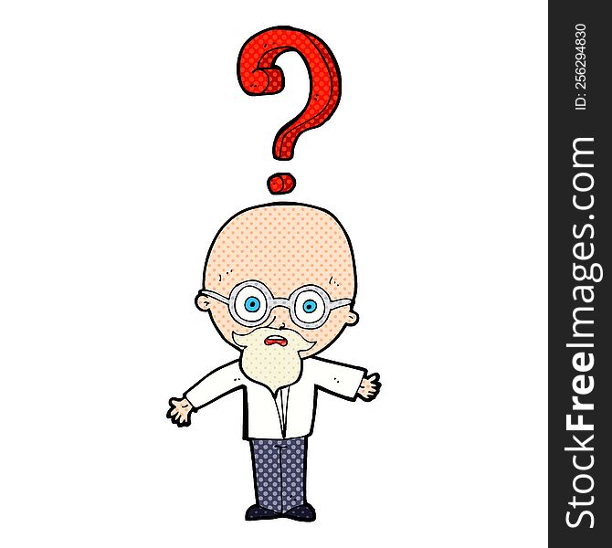 Cartoon Older Man With Question