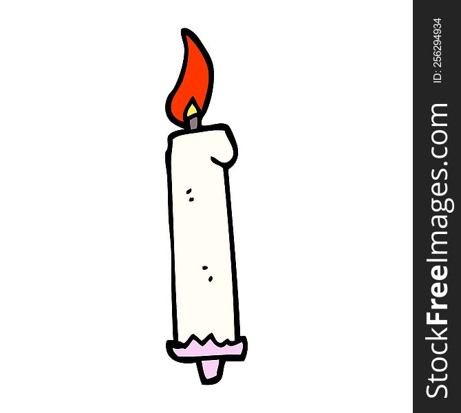 Hand Drawn Doodle Style Cartoon Birthday Candle