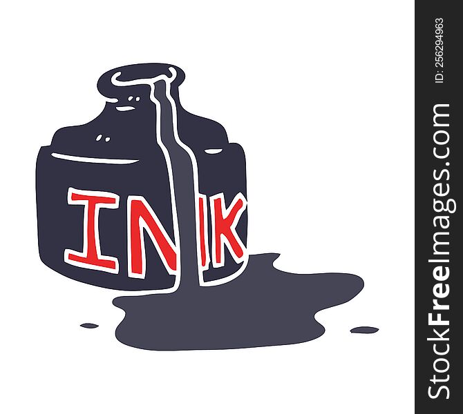 cartoon doodle spilled ink bottle