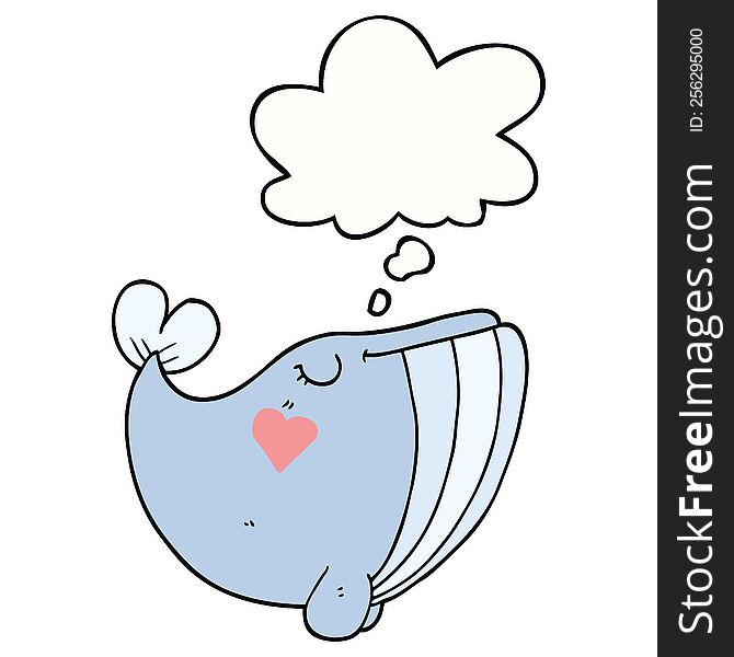 Cartoon Whale With Love Heart And Thought Bubble