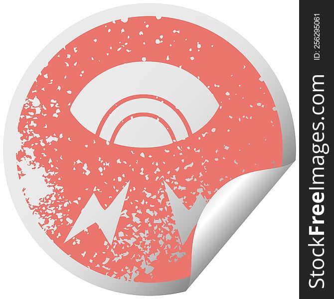 Distressed Circular Peeling Sticker Symbol Mystic Eye