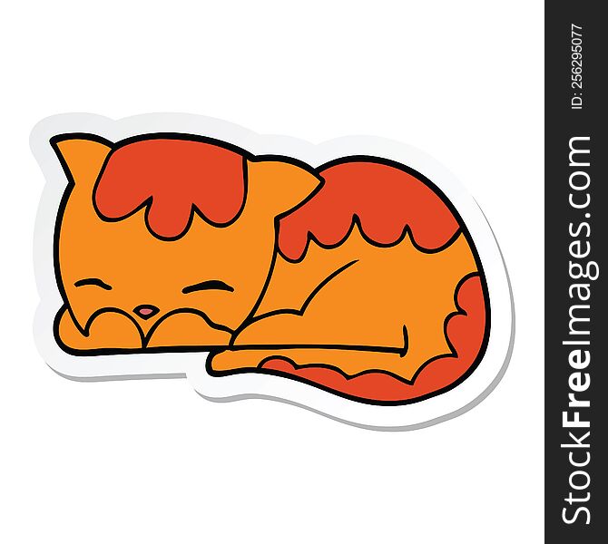 sticker of a cartoon cat sleeping