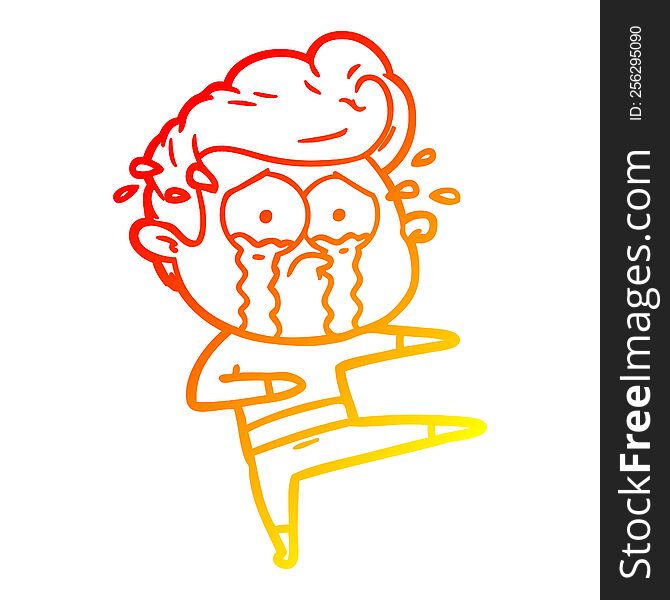 warm gradient line drawing of a cartoon crying dancer