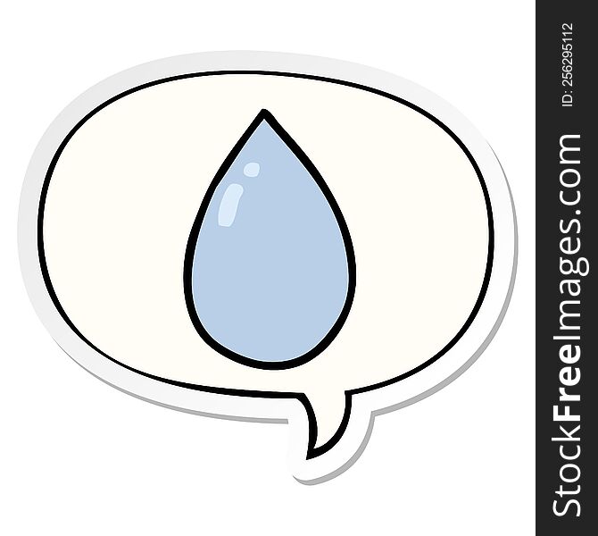 cartoon water droplet and speech bubble sticker