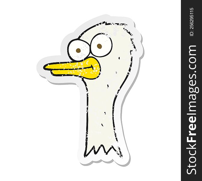 retro distressed sticker of a cartoon ostrich head