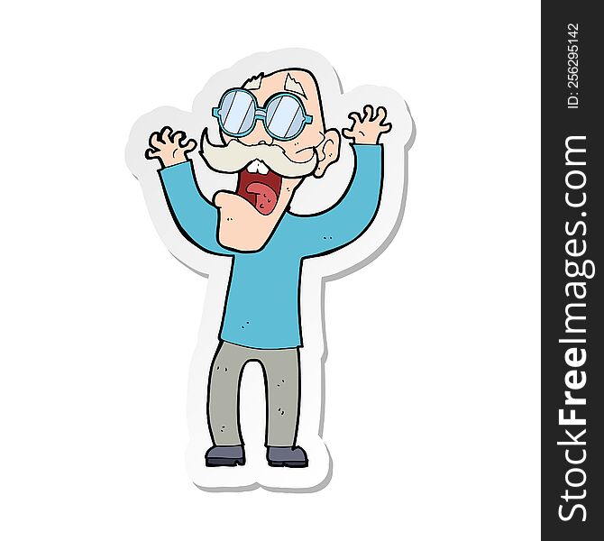 sticker of a cartoon old man in glasses