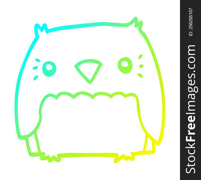 Cold Gradient Line Drawing Cute Cartoon Owl