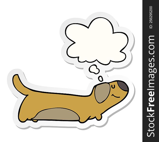 cartoon dog with thought bubble as a printed sticker