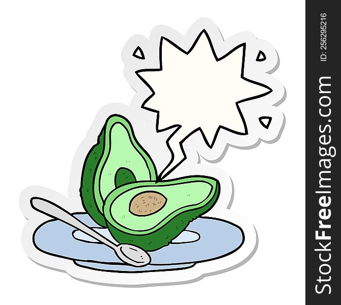 Cartoon Halved Avocado And Speech Bubble Sticker