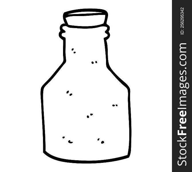 line drawing cartoon old ceramic bottle with cork