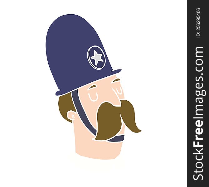 flat color style cartoon policeman with mustache