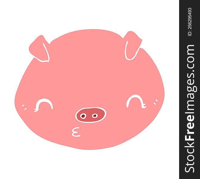 Flat Color Style Cartoon Pig