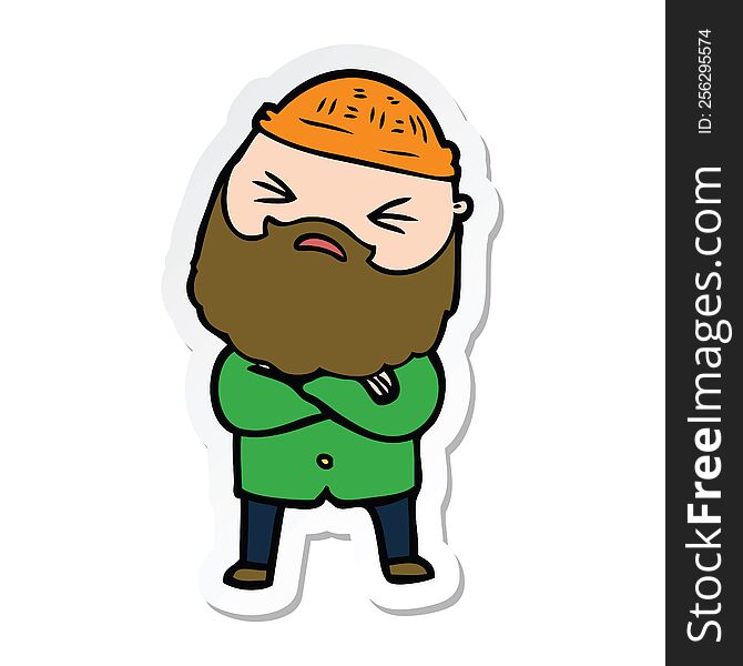 Sticker Of A Cartoon Man With Beard