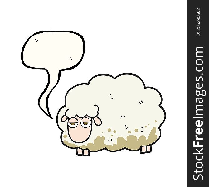 freehand drawn speech bubble cartoon muddy winter sheep