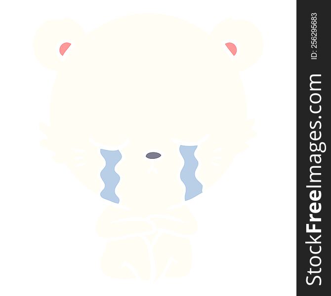 crying flat color style cartoon polarbear