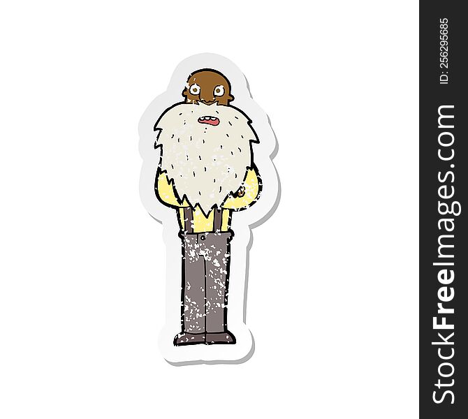 Retro Distressed Sticker Of A Cartoon Bearded Old Man