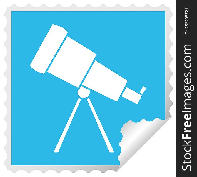 square peeling sticker cartoon of a telescope