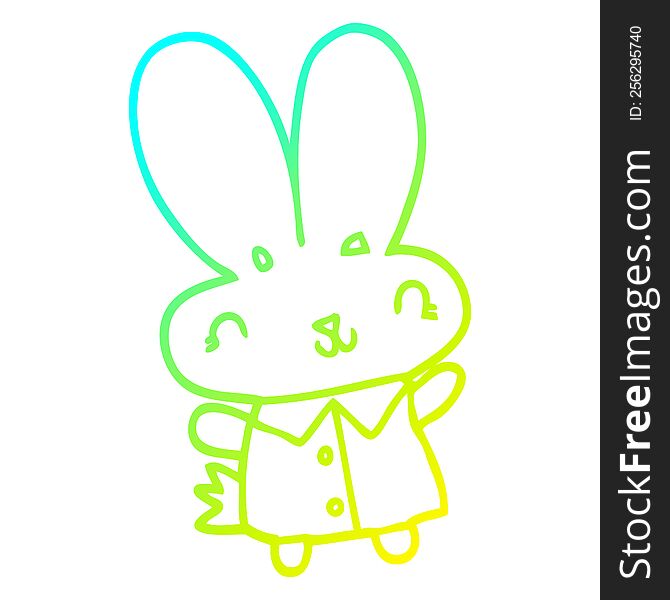 cold gradient line drawing of a cute cartoon tiny rabbit
