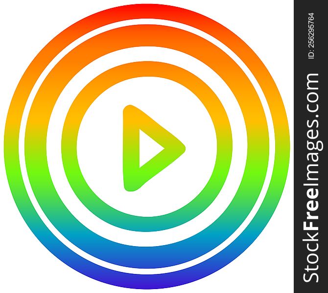 play button circular icon with rainbow gradient finish. play button circular icon with rainbow gradient finish