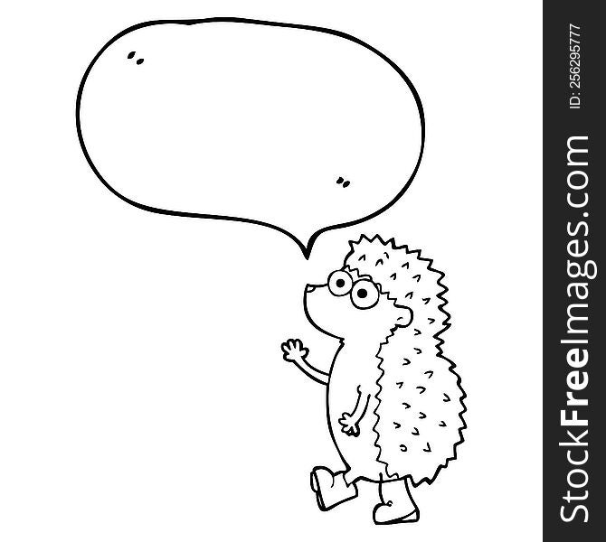 Cute Speech Bubble Cartoon Hedgehog