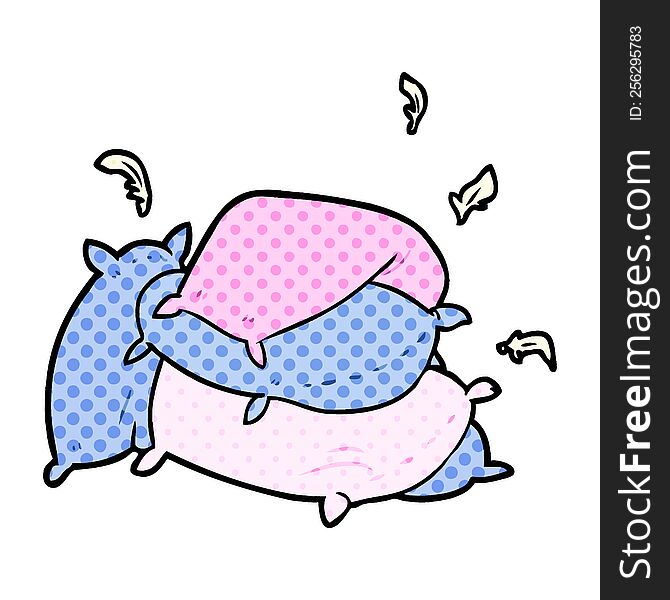 cartoon pile of pillows. cartoon pile of pillows